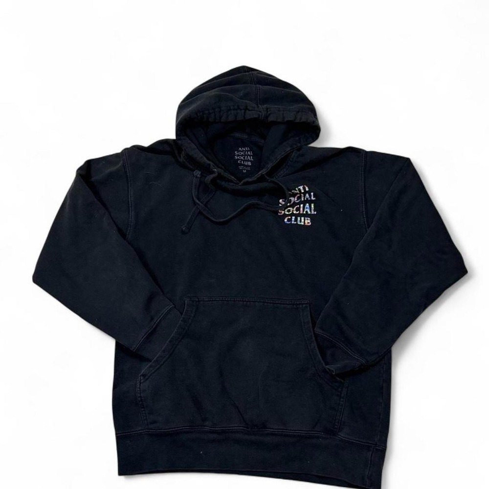 Anti Social Social Club Hoodie Mens M Black NEW Flag Logo SS4500P